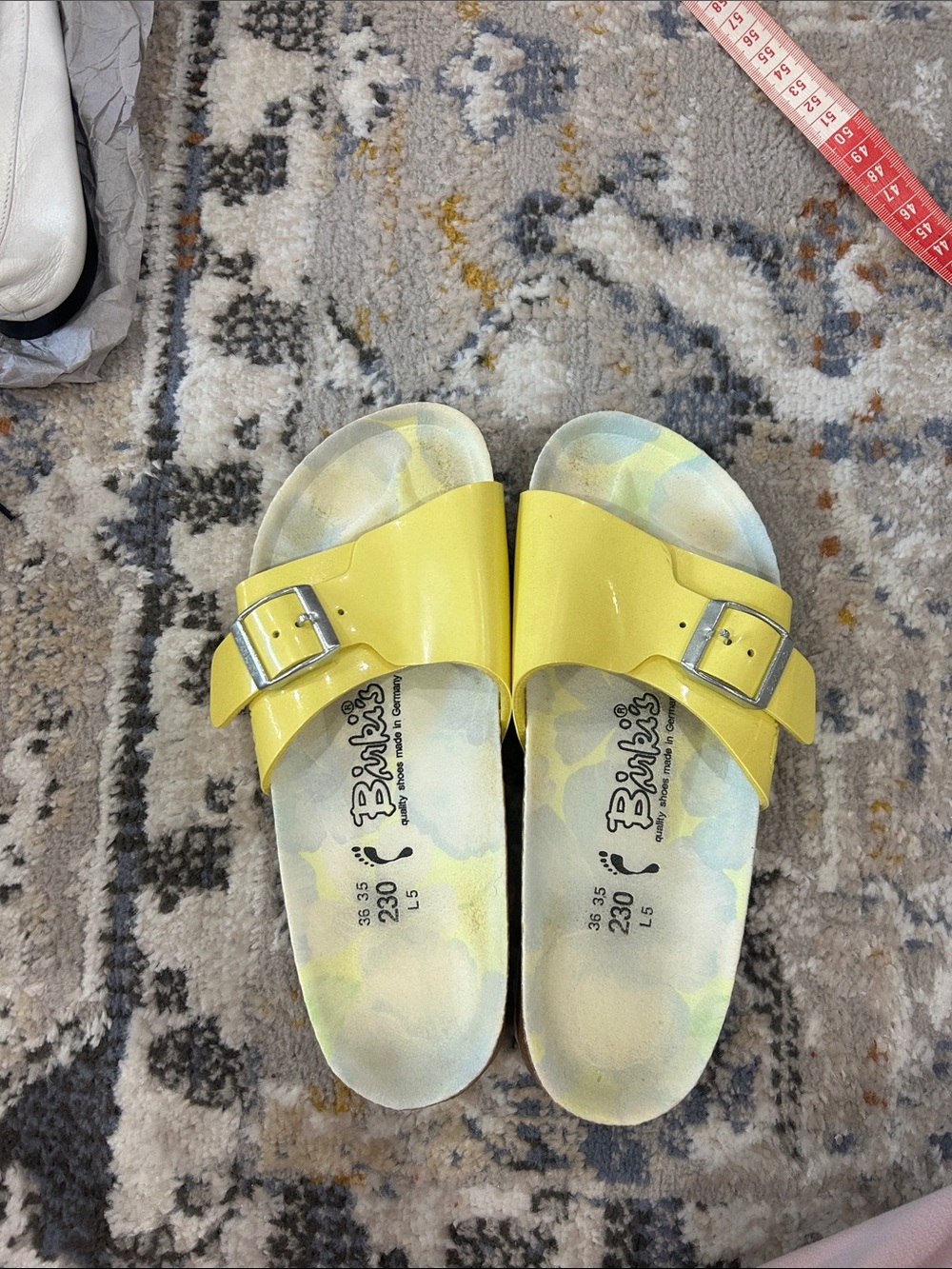 Bubies Yellow Buckle Slide Sandals for Women